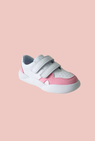 Kids shoe trainer sneaker in white and pink