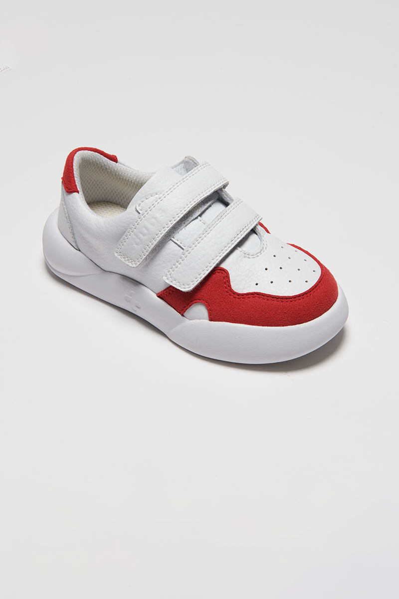 White trainers with velcro top straps