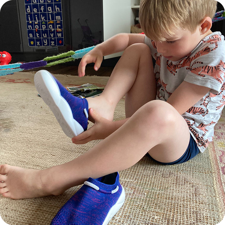 Blue Dubs Flex wide-fit sensory-friendly kids trainer, slip on