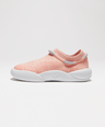 pink childrens trainers made from recycled plastic sugar cane sole side view